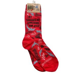 Blue Q Socks - Womens Crew - Try Sucking At Something For Once - Size 5-10